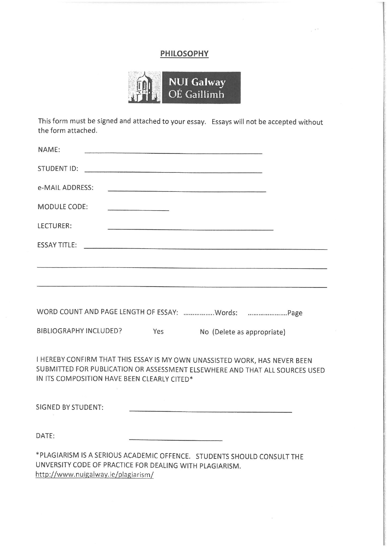 Guide to Create A Perfect Essay Cover Page for NUIG