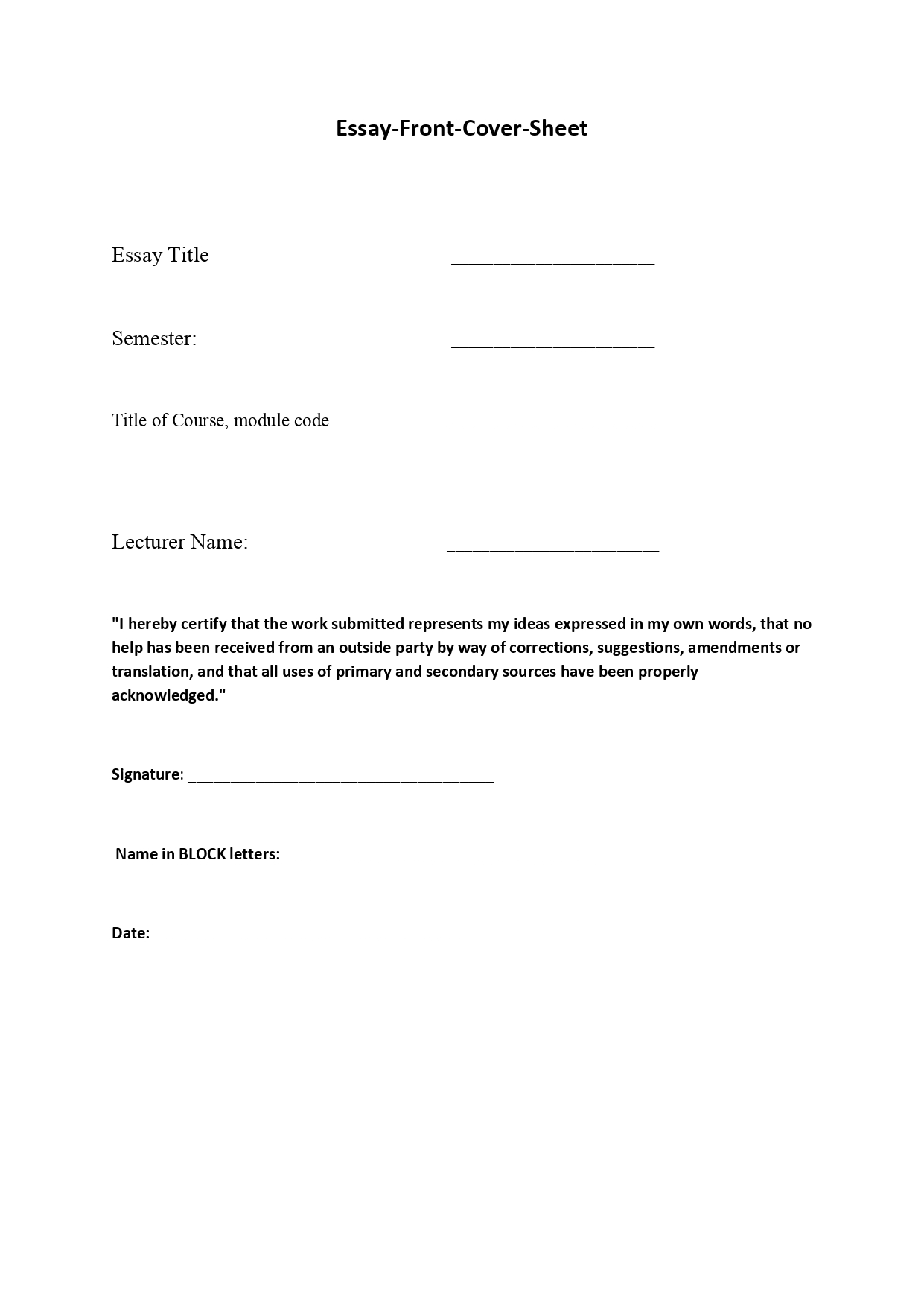 Guide to Create A Perfect Essay Cover Page for NUIG